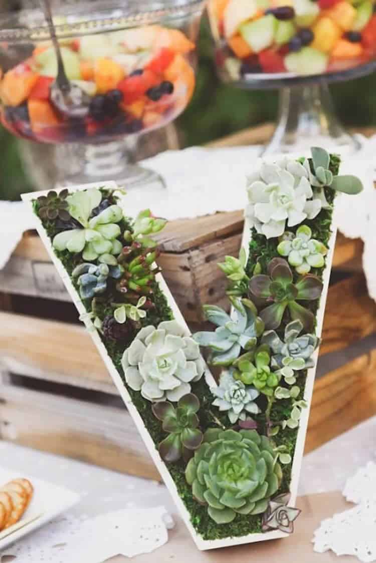 Pretty Monogram Succulent Planter Decoration