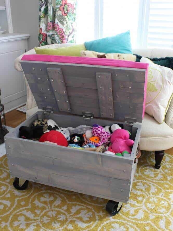 DIY Rolling Toy Storage Ottoman