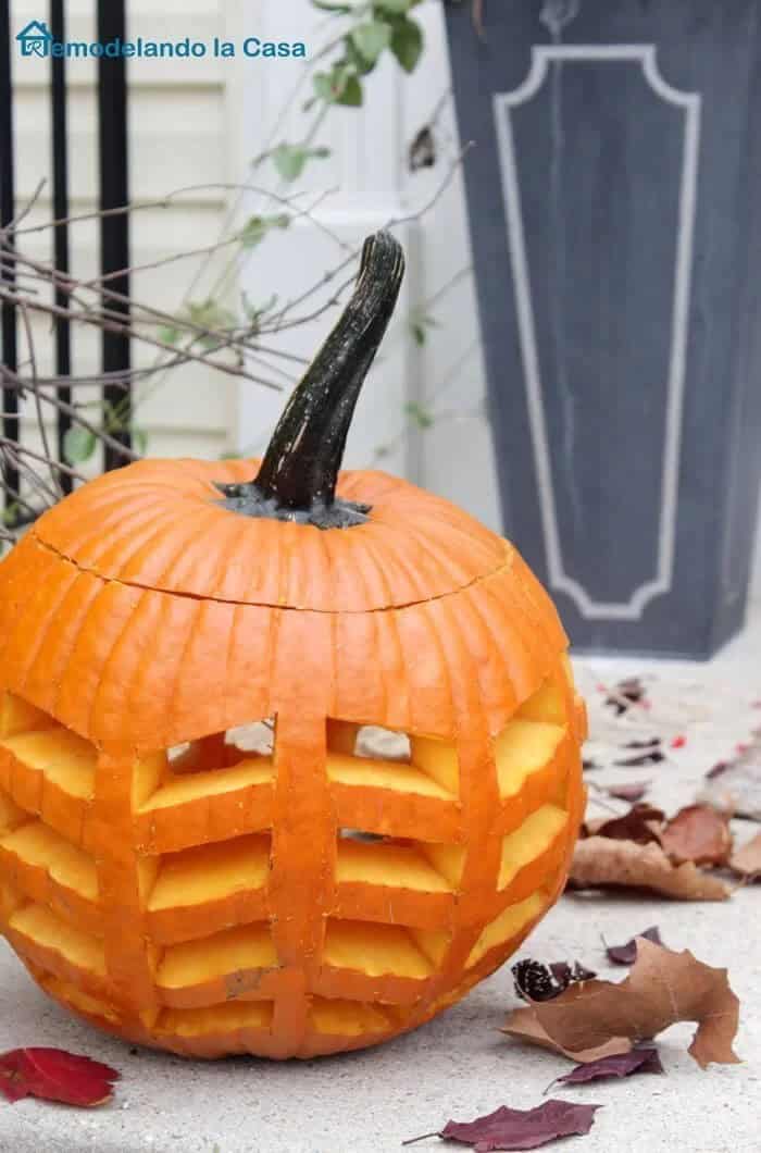 Feather Carved Pumpkin