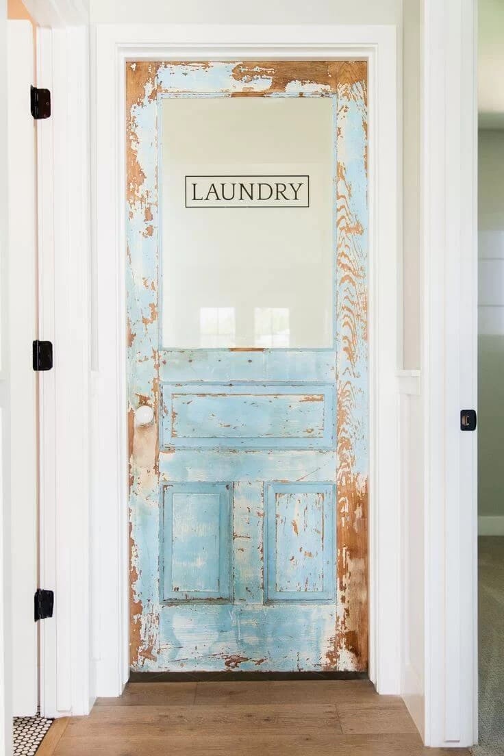 Vintage Laundry Room Door with Decal