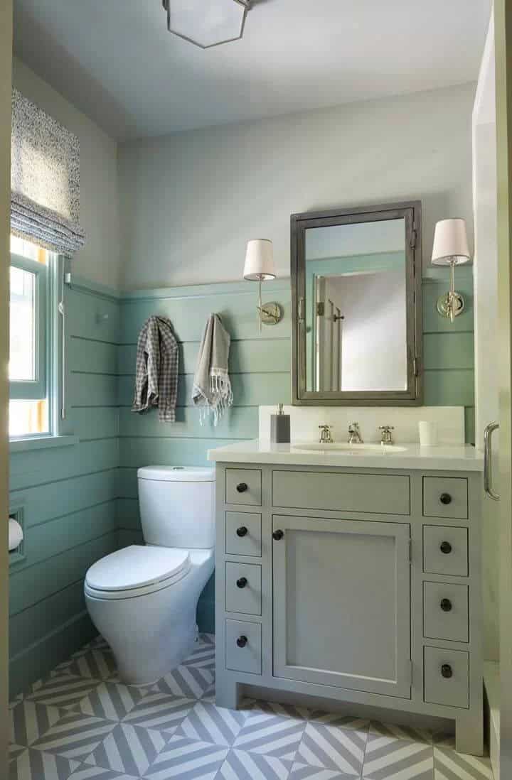 Sea Blue Bathroom with Practical Vanity