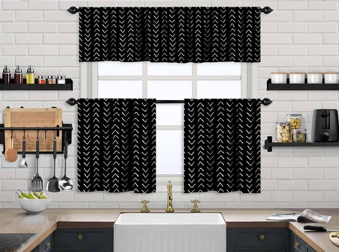 Black and White Kitchen Curtain Set