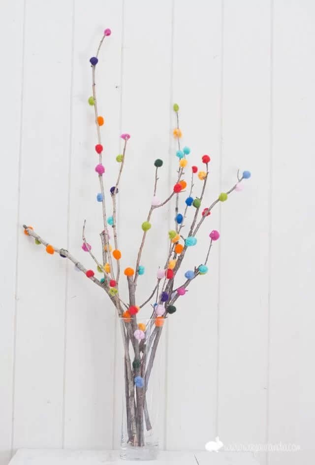 Create a Colorful Display with Pom-Pom Branches