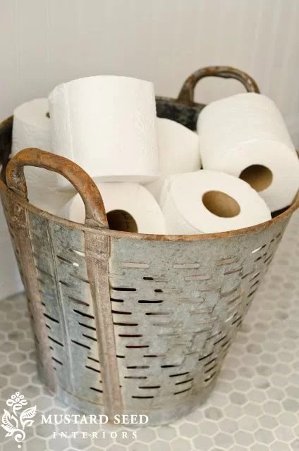 Rustic Galvanized Storage Basket