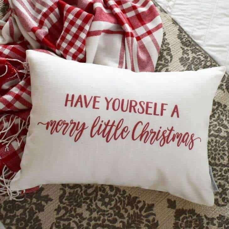 A Merry Little Christmas Red and White Holiday Pillow