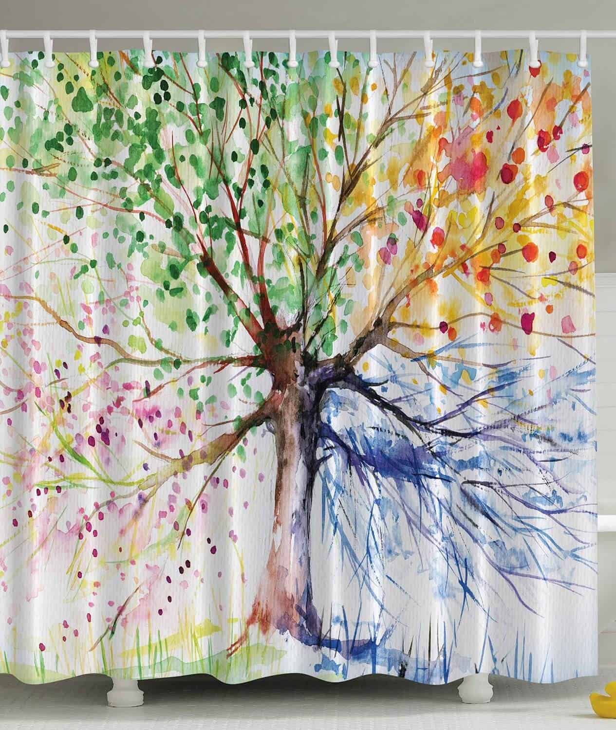 Watercolor Tree Curtain Design