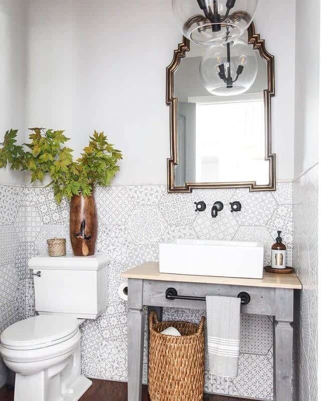 Contemporary Eclectic Neutral Colored Bathroom Design