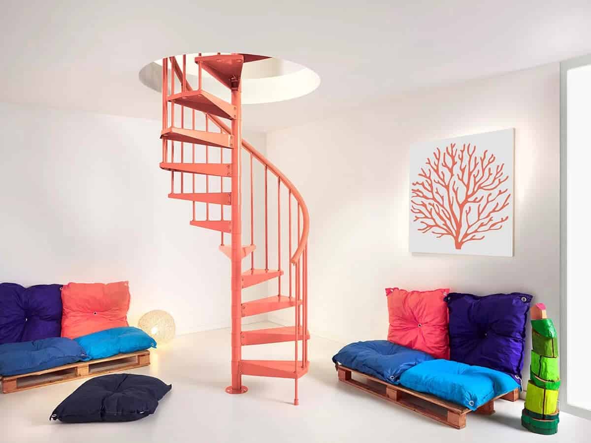 Steel Spiral Stairs with a Bold, Artistic Structure