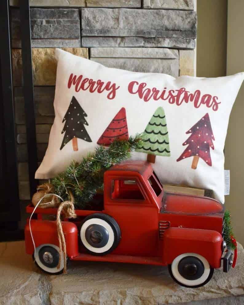 Merry Christmas Mini Trees Cozy Holiday Pillow