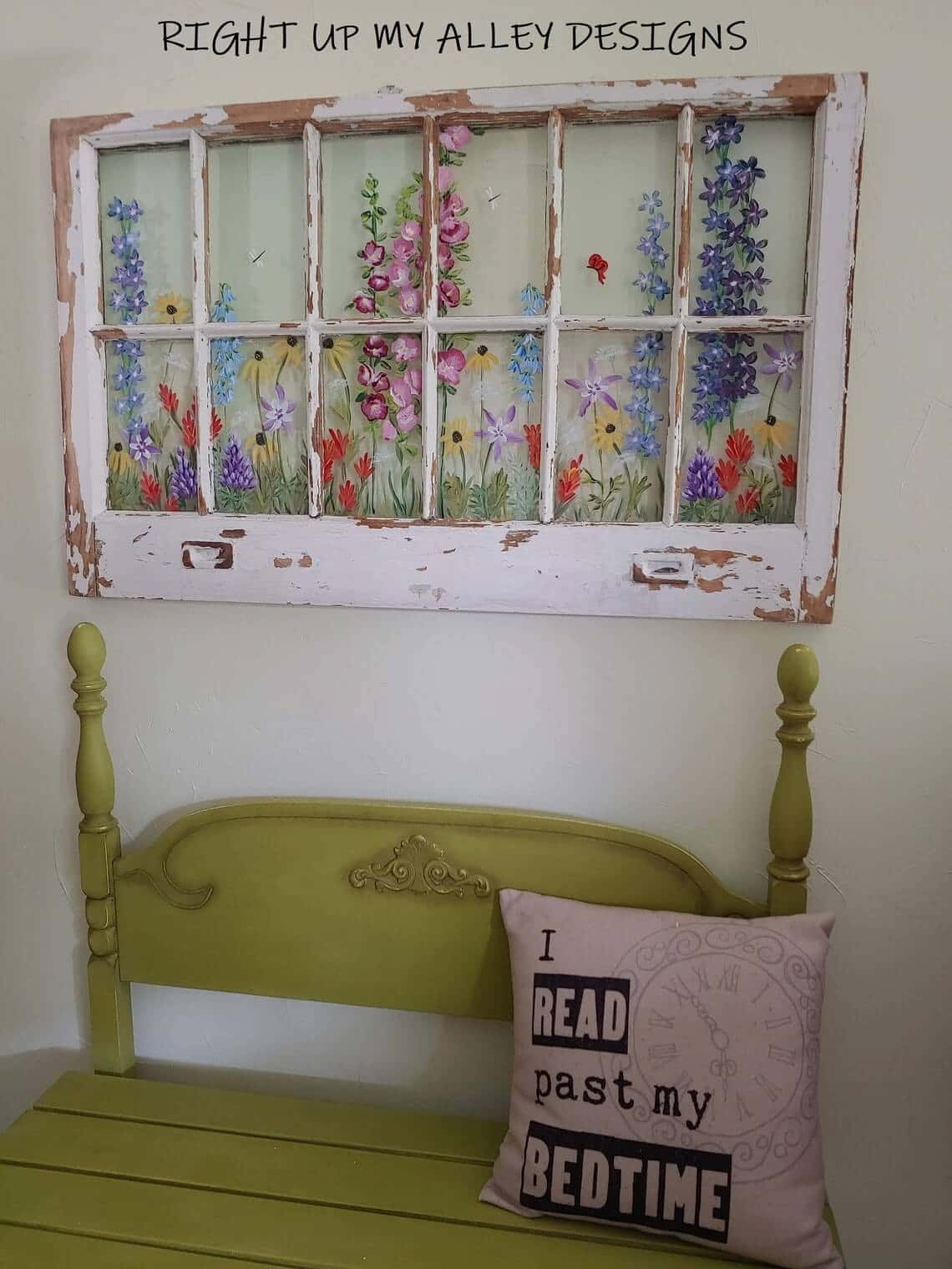 Painted Window Showing a Flower Garden