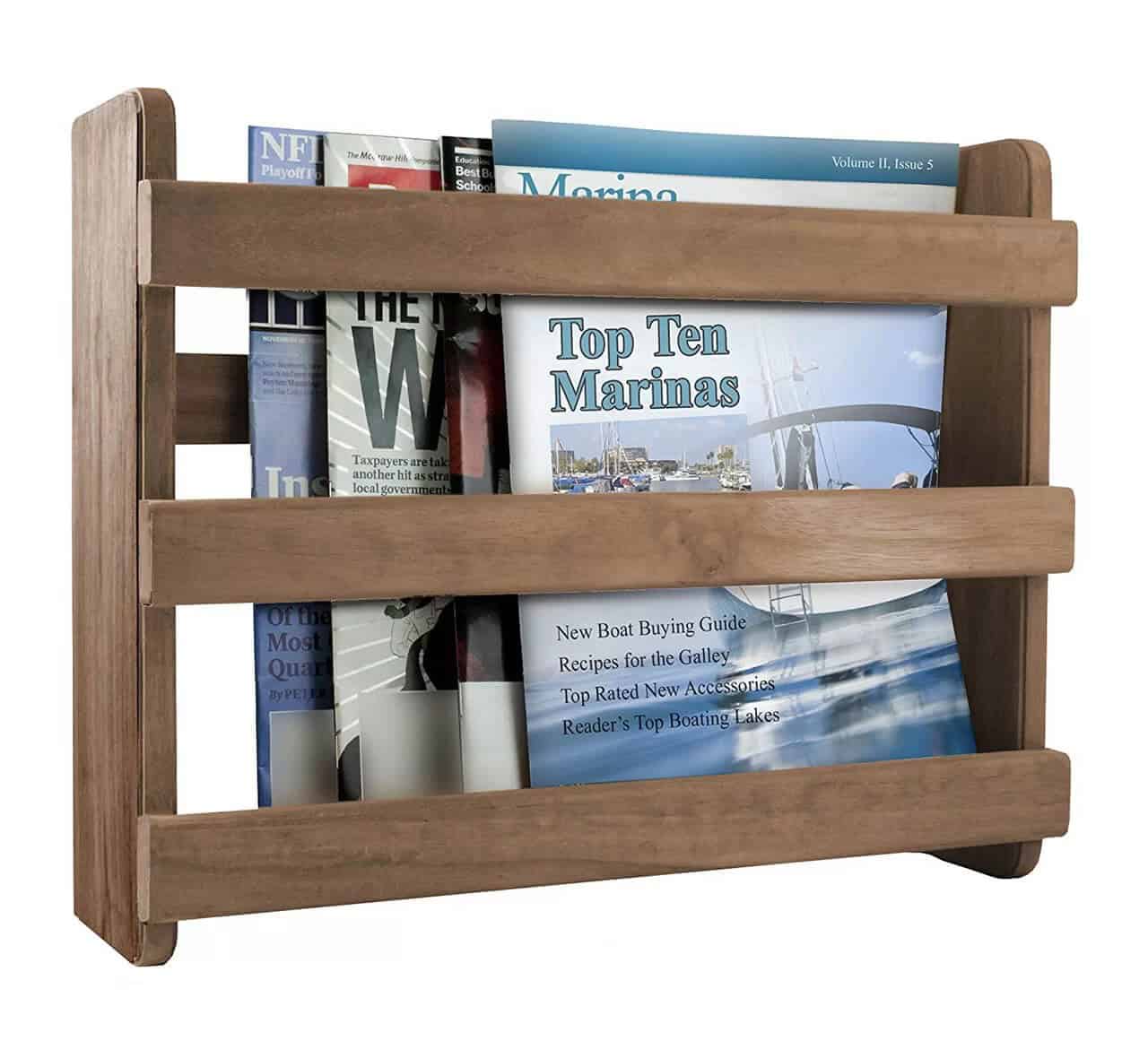 Teak Wood Bathroom Magazine Rack