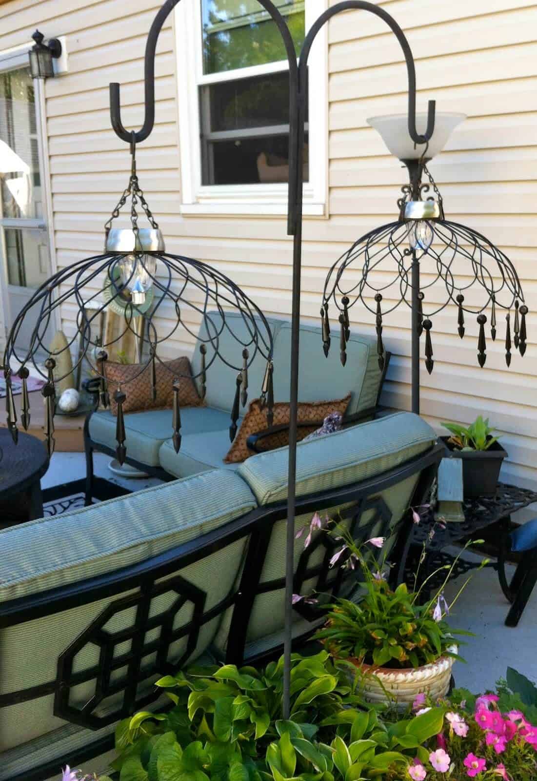 Elegant Wired Basket Solar Chandelier