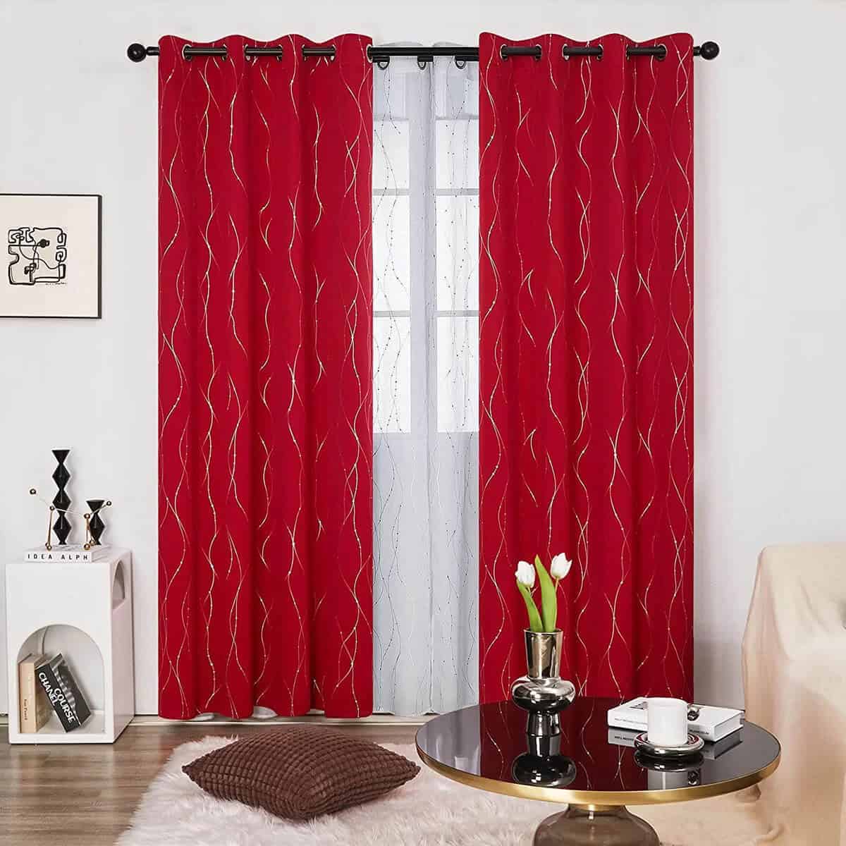 Modern Metallic Wave Christmas Curtains