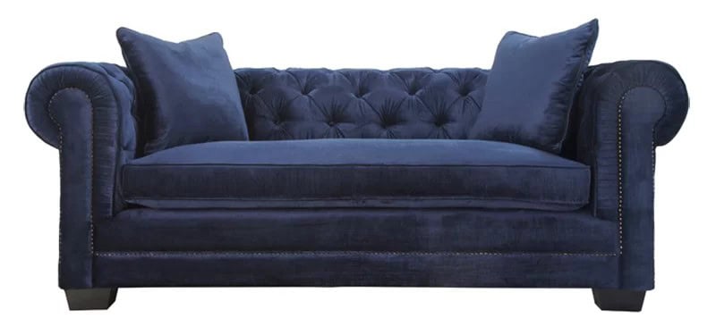 TOV-NORWALK Navy Velvet Chesterfield Sofa