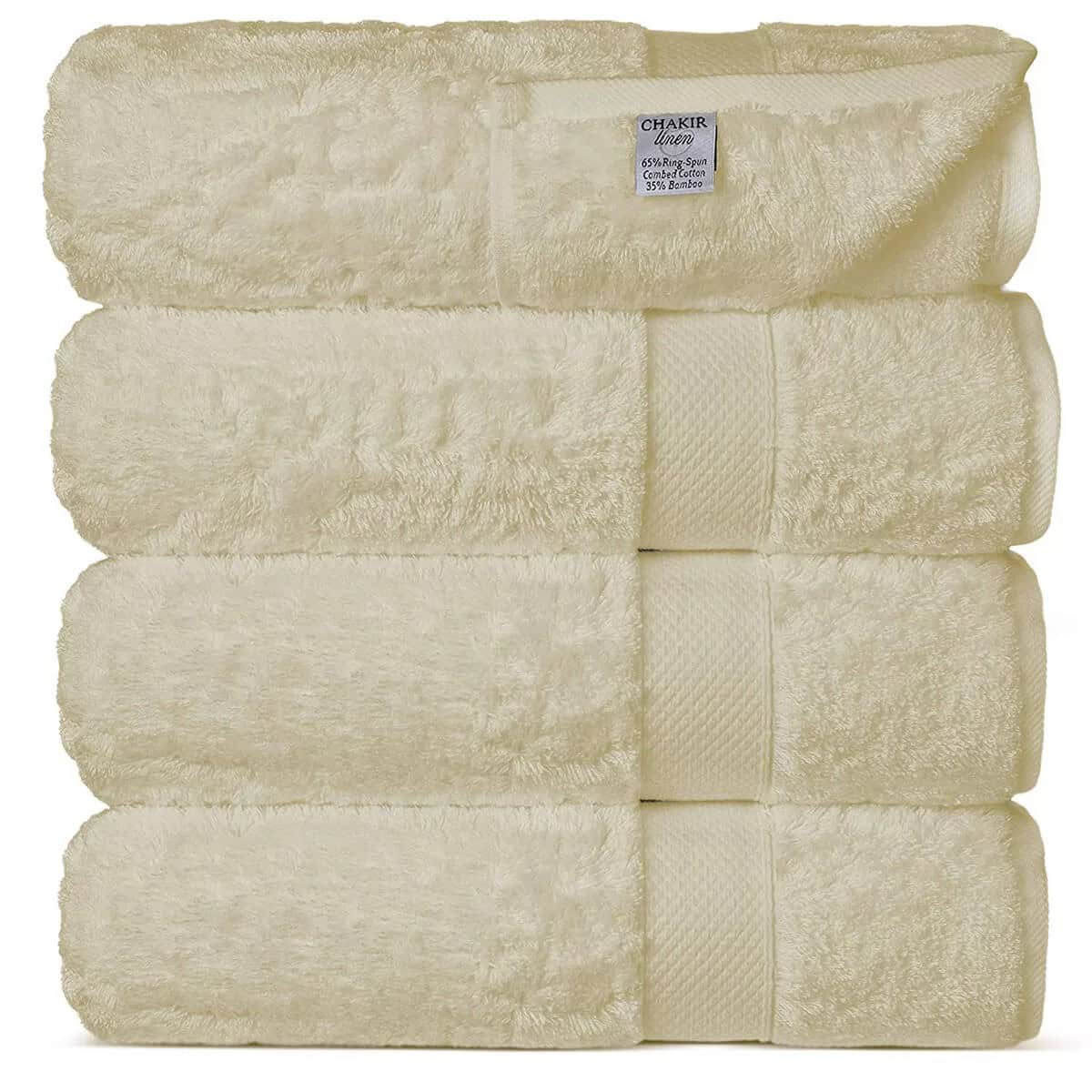 Luxury Ultra Soft Bamboo 4-Piece Bath Towel Set by Luxury Turkish Linens