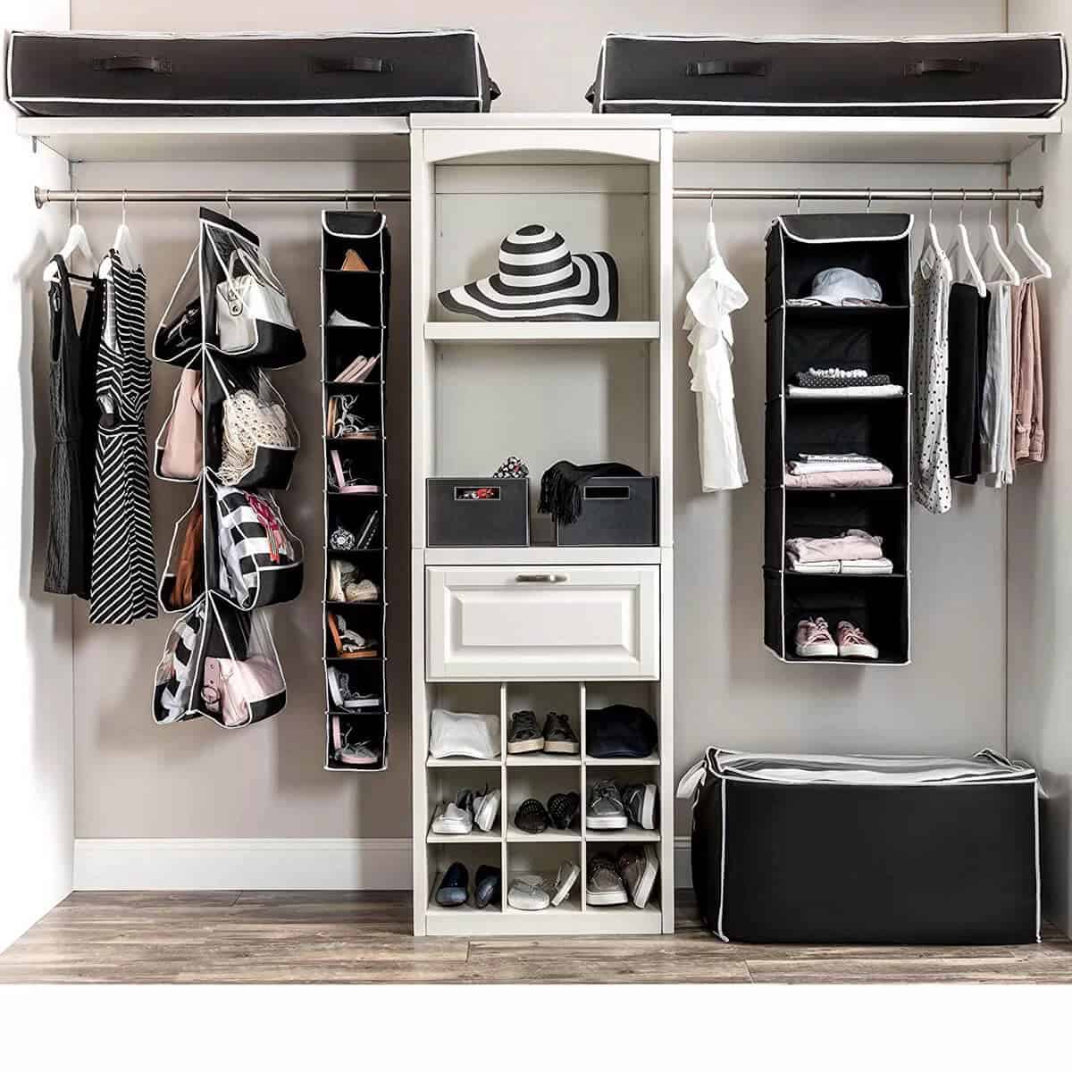 Fabulous Complete Black and White Closet Organizers