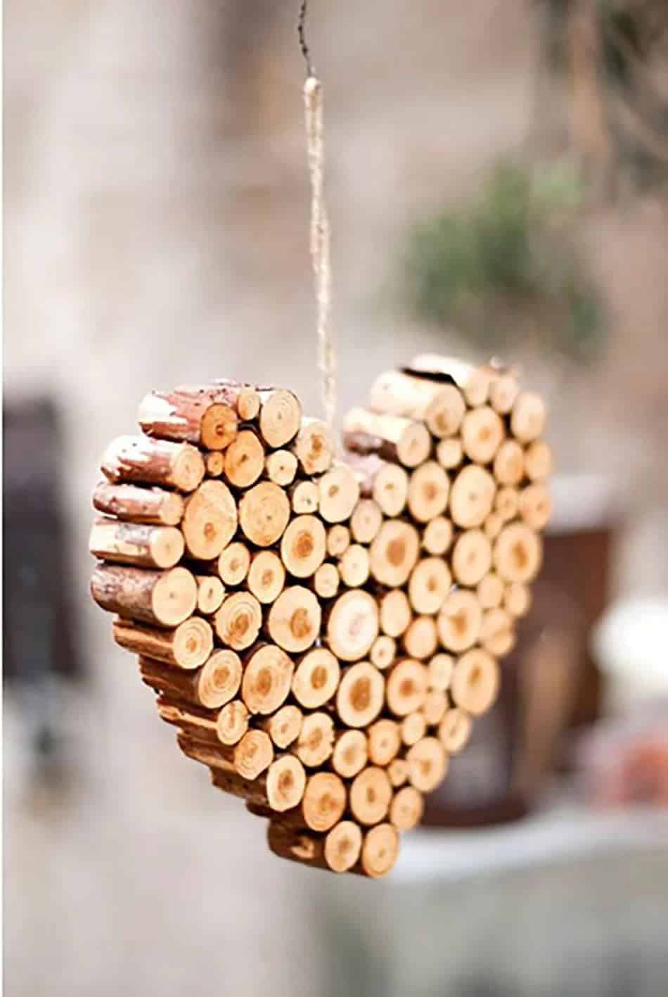 Tree Ornament of a Wooden Heart