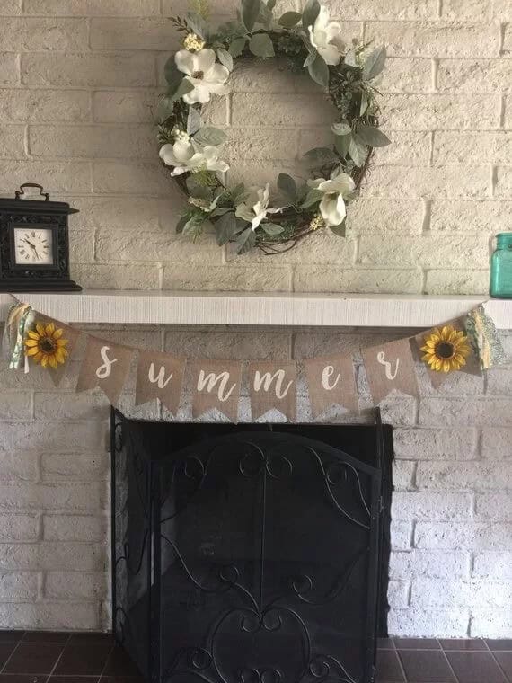 Burlap Banner with Sunflower and Garlands