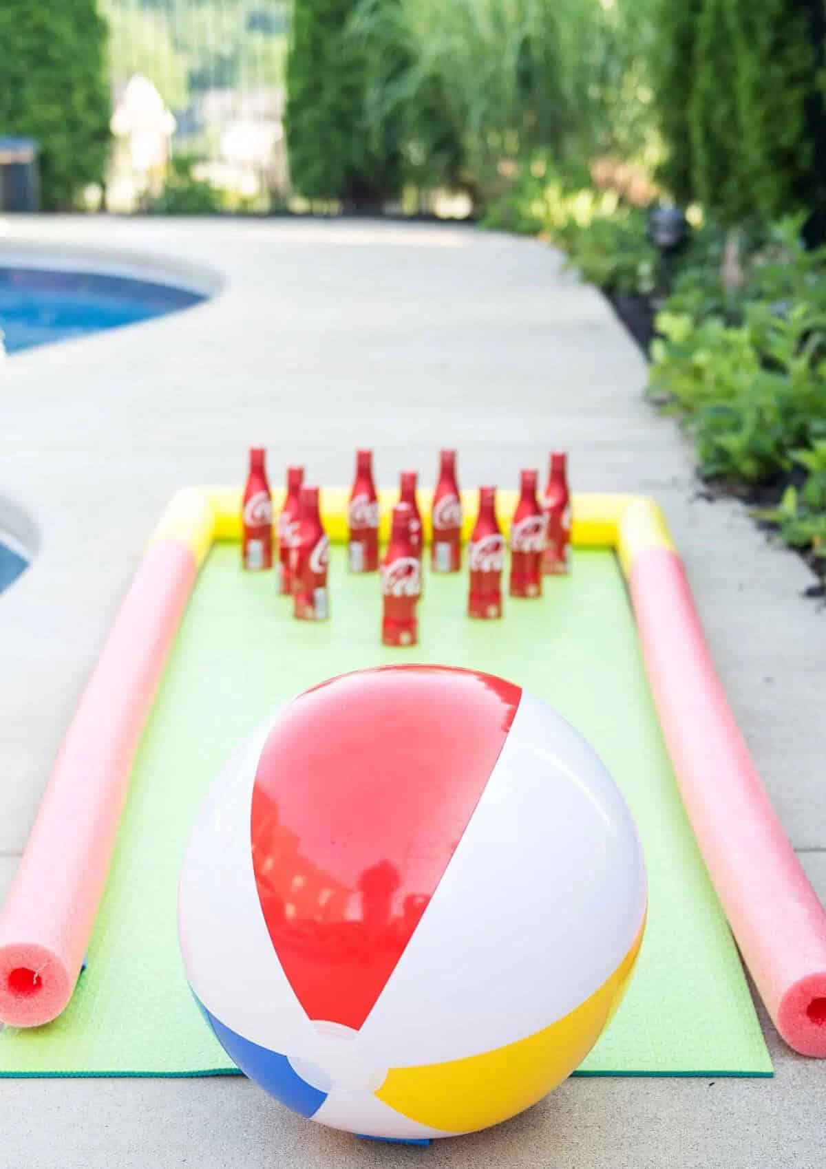 Soda Bottle and Beach Ball Bowling