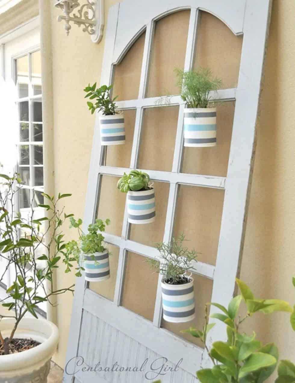 Repurposed Hutch Door Living Wall