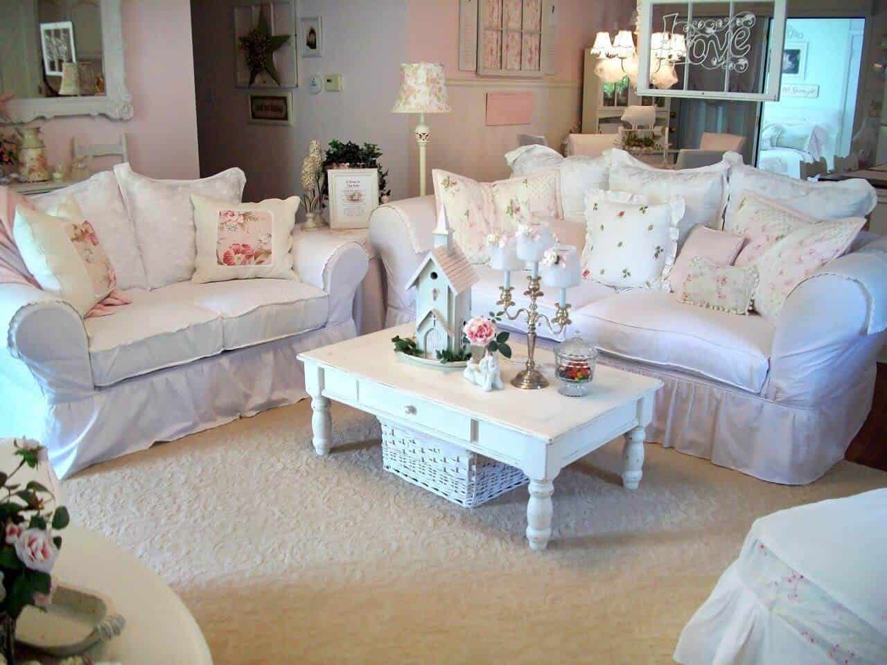 Cozy White Couches with Cushions