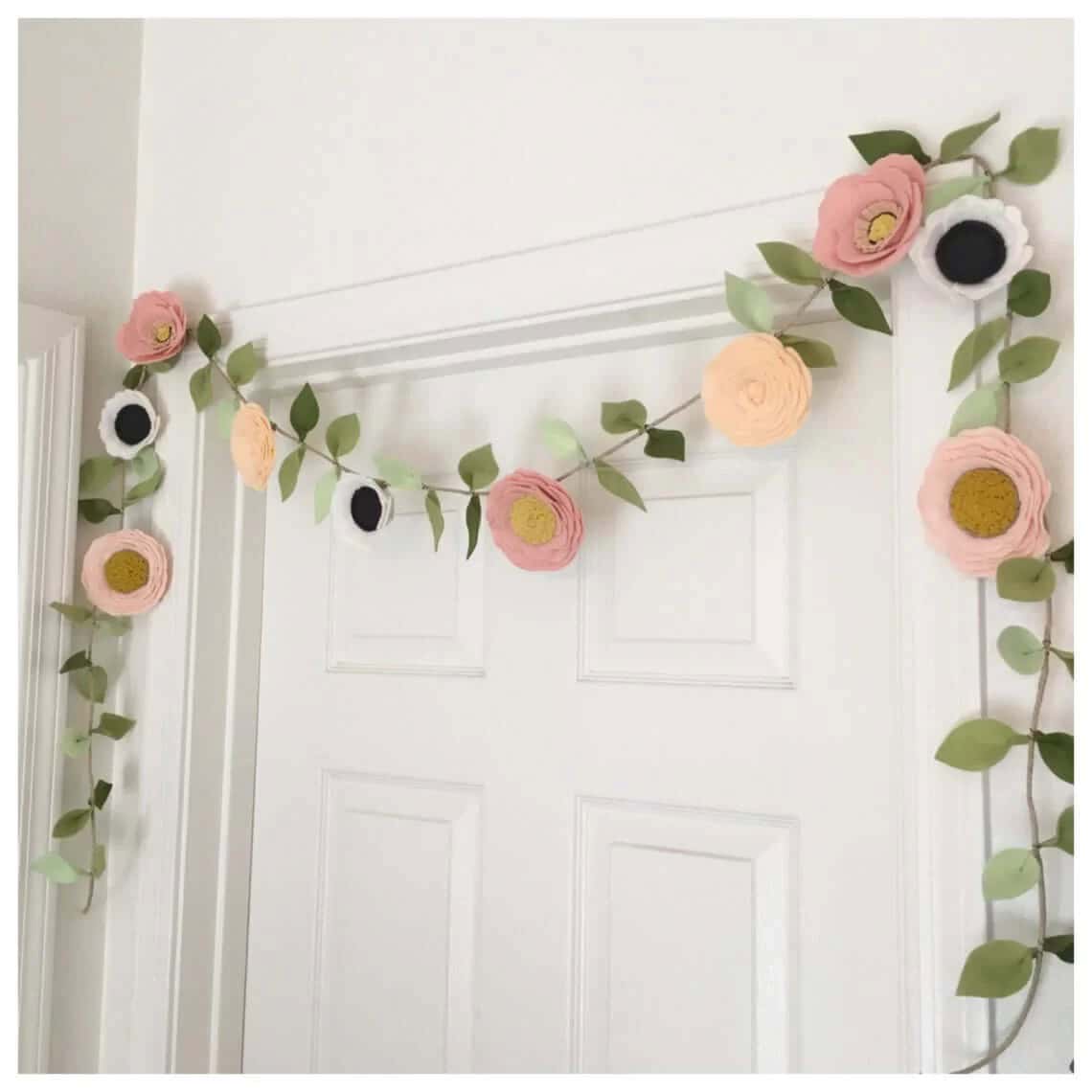 Girly Girl Pink and Peach Felt Flower Garland