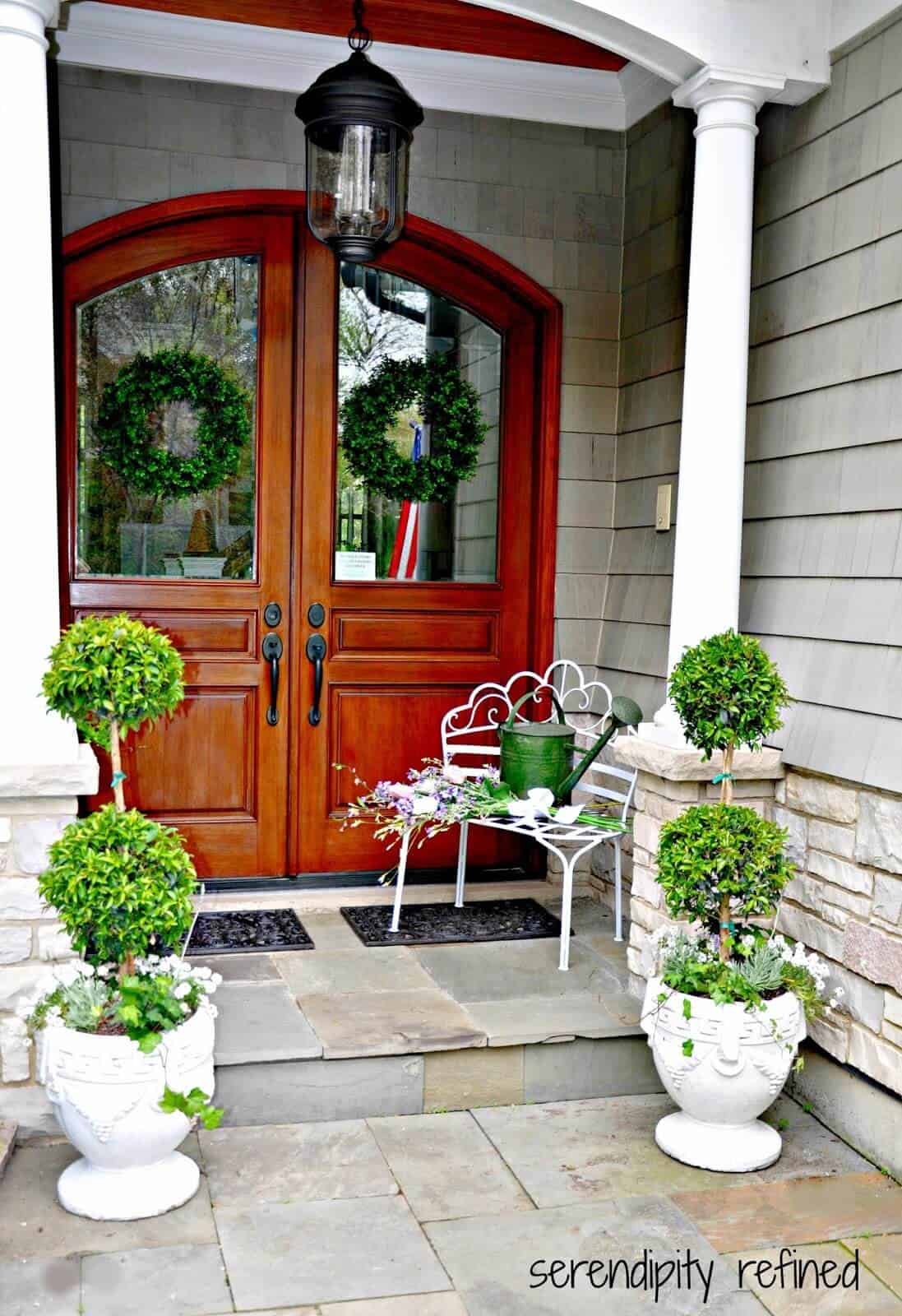 Topiary Trees in Small Footed Planters