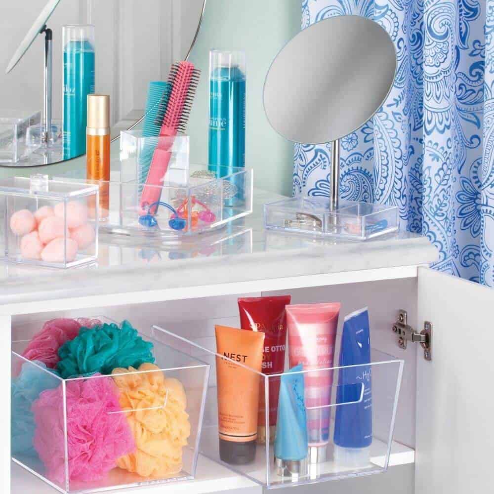 Clear Small Bathroom Storage Bin