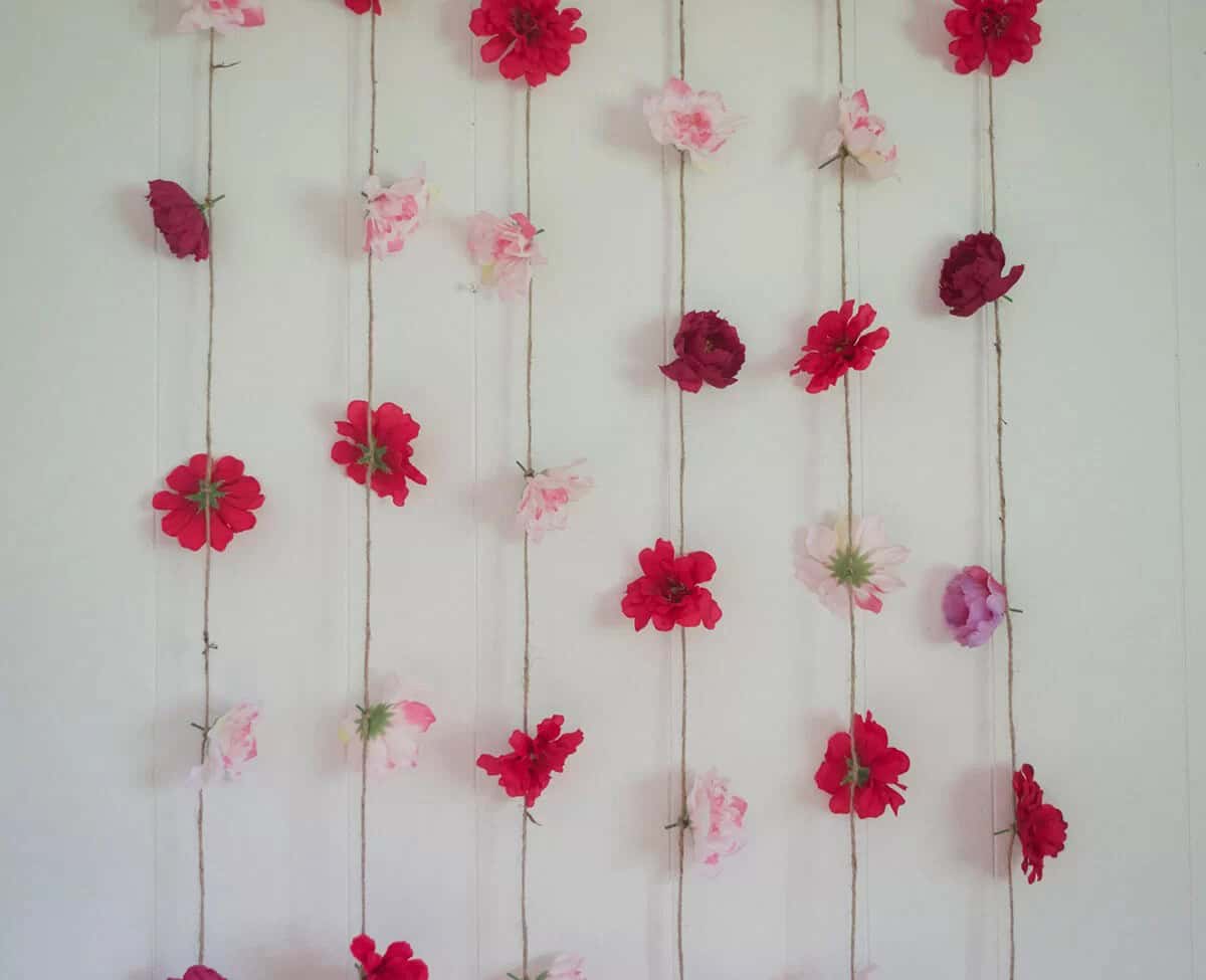 Silk Flower Variety on a String of Twine Pretty Flower Garland