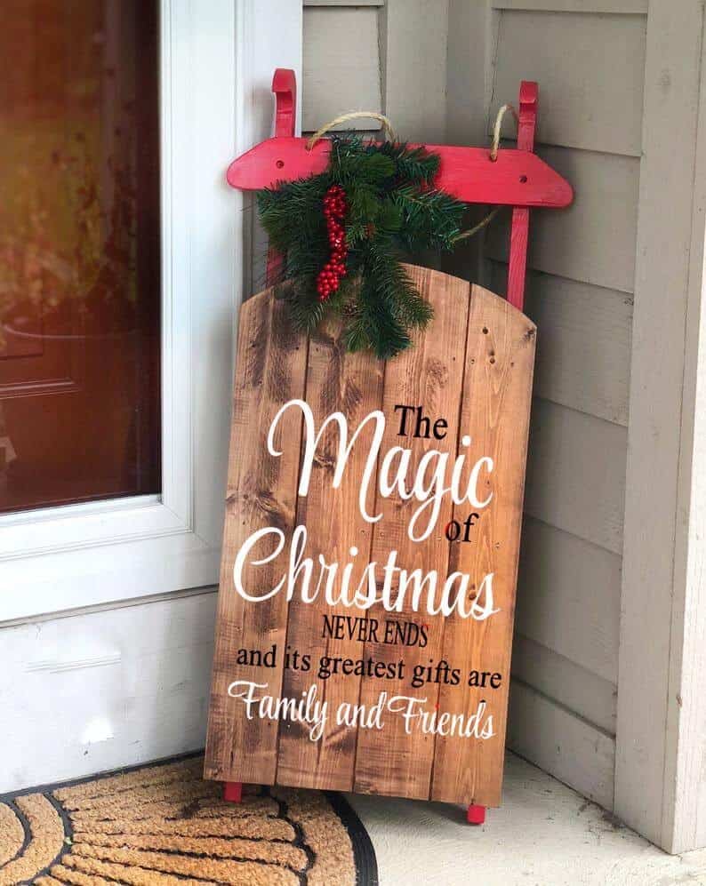 Oversized Personalized Decorated Wooden Sled