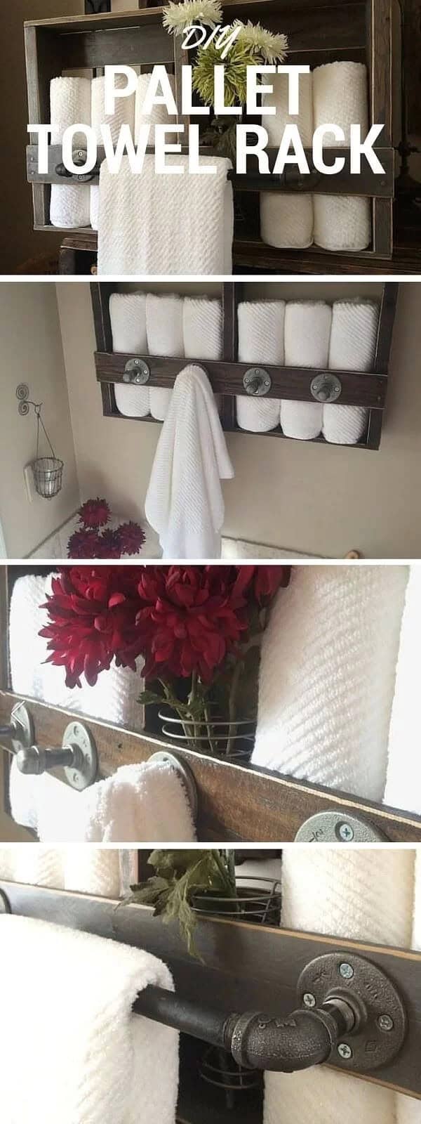 Rustic Repurposed Pallet Towel Rack