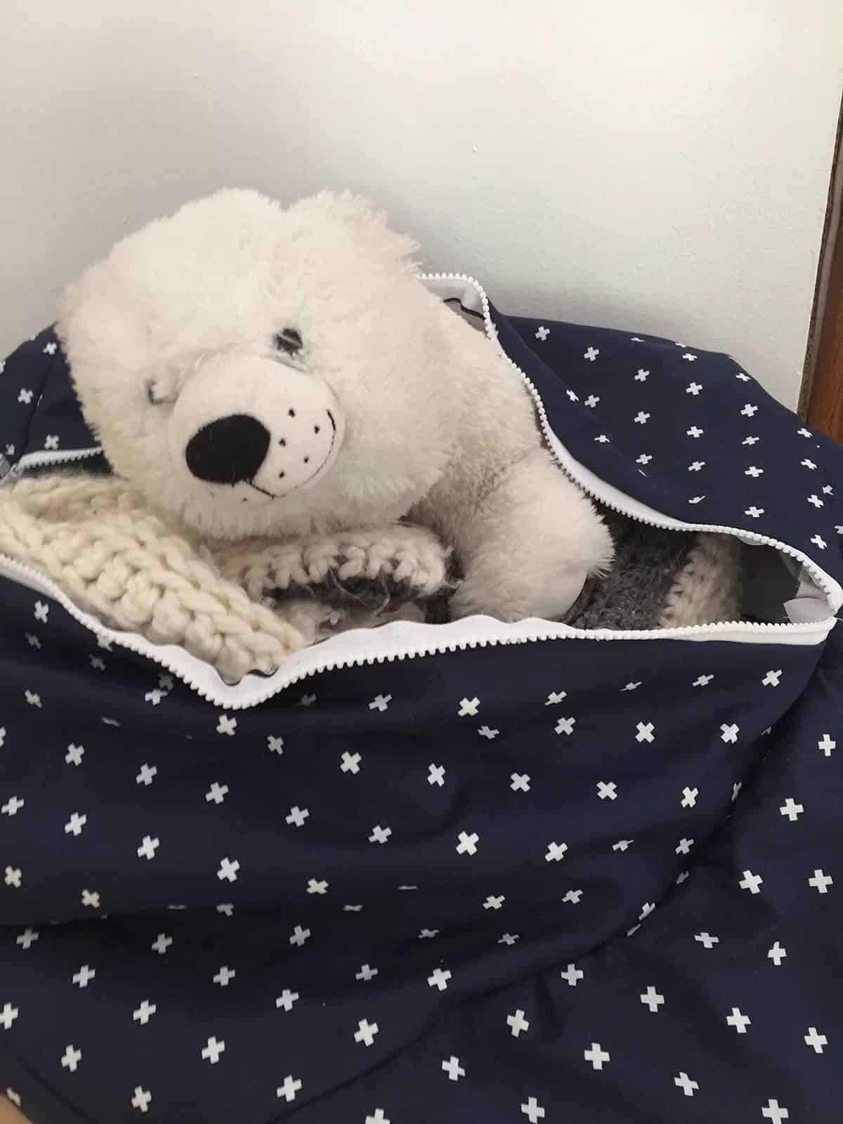 Stuffed Animal Storage Pillow with Zipper