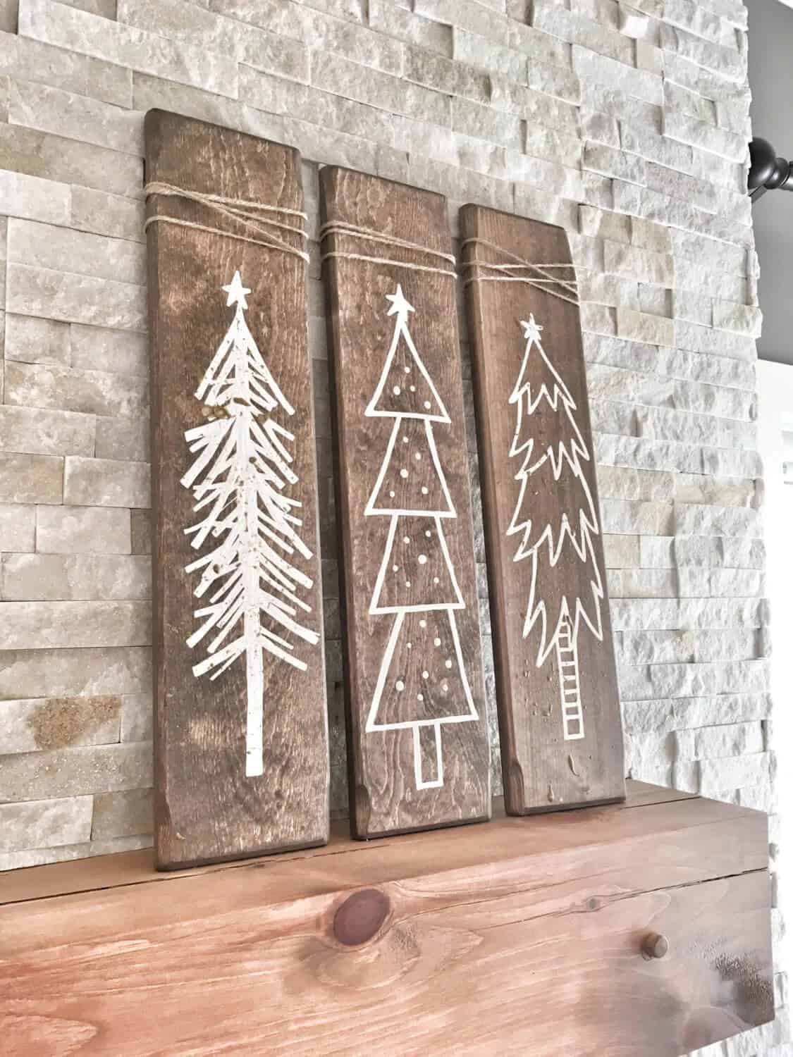 Wood Board Christmas Tree Signs