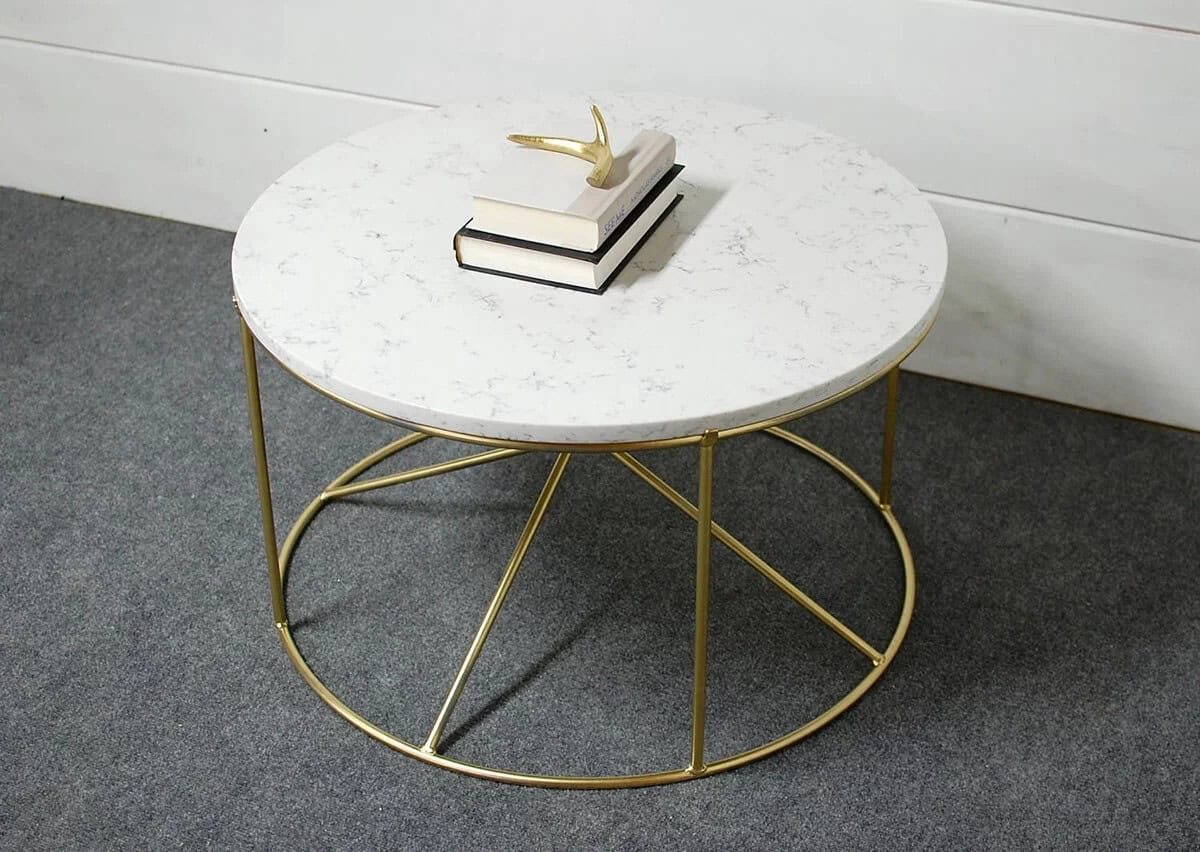 Upscaled Round Marble Table and Steel