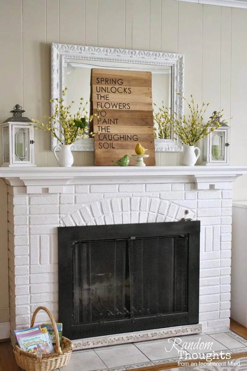 Adorable Shabby Chic Farmhouse Brick Fireplace