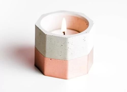 Shabby and Chic Hexagonal Concrete Candleholder