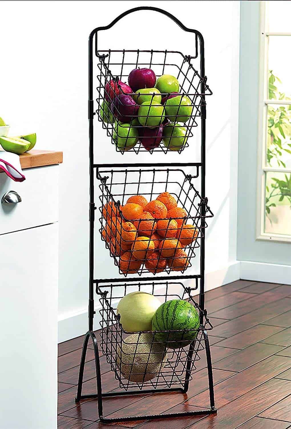 Gourmet Basics 3-Tier Metal Market Basket Stand