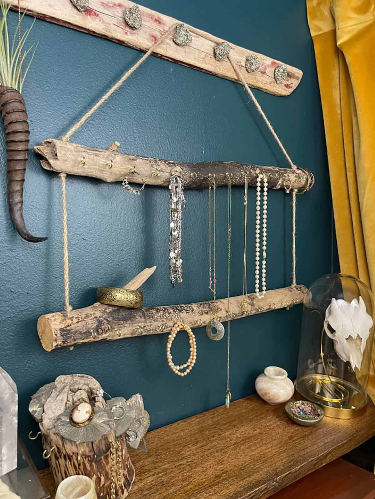 Boho Style Driftwood Jewelry Organizer