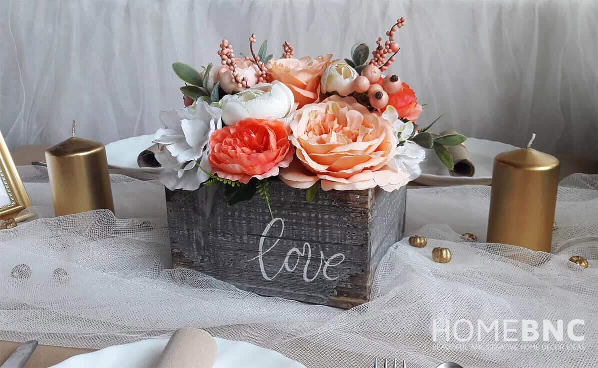 DIY Quick Wood Box Flowerbox Centerpiece