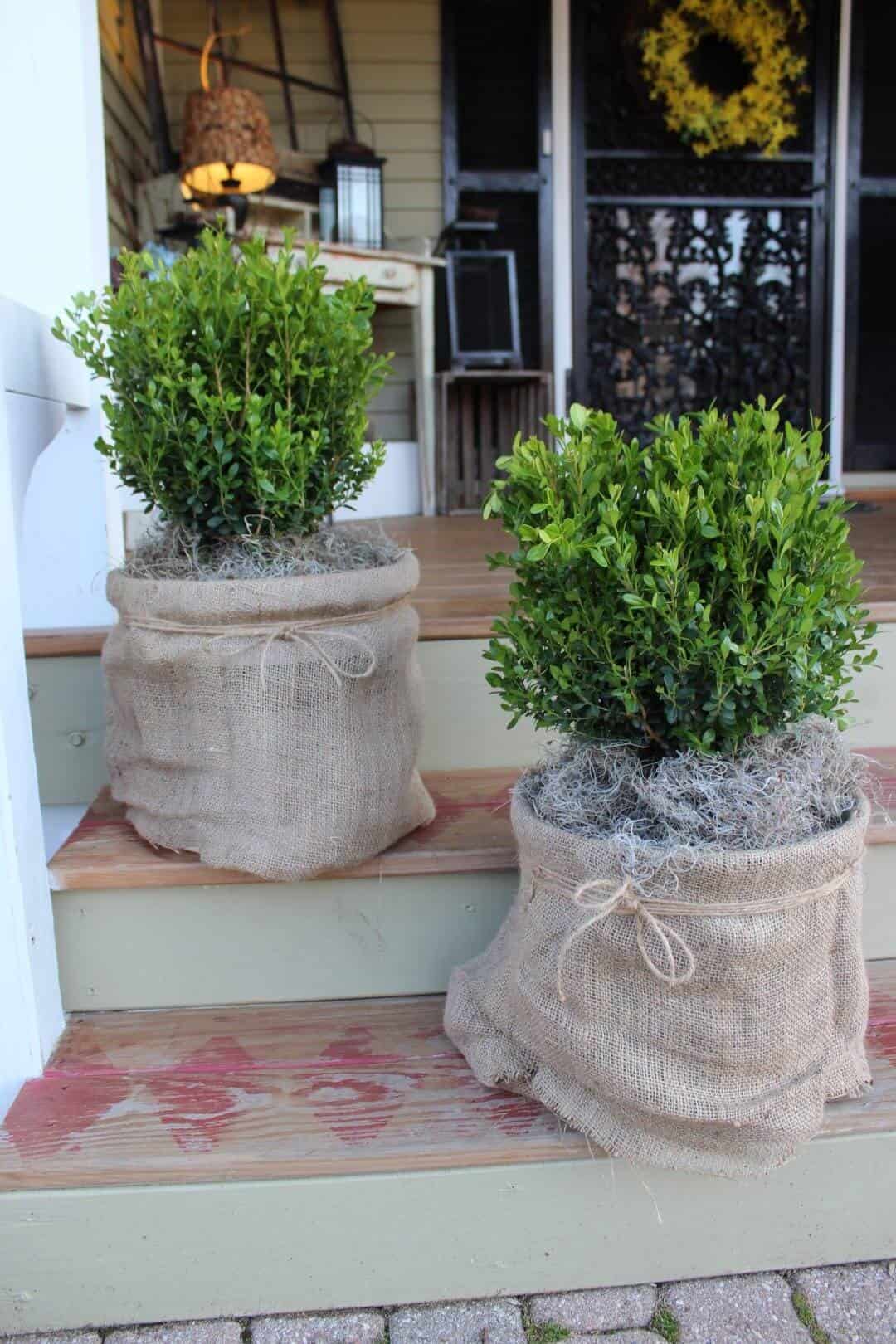 Burlap Bushel and a Peck of Porch Plant Perfection