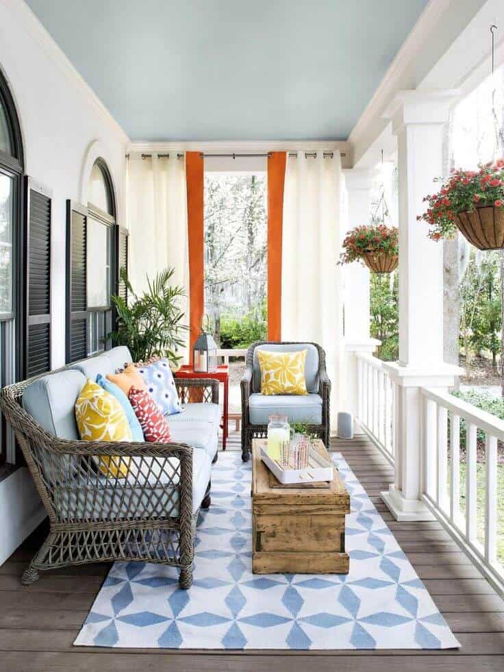 Contemporary Gray Wicker Furniture with Colorful Cushions