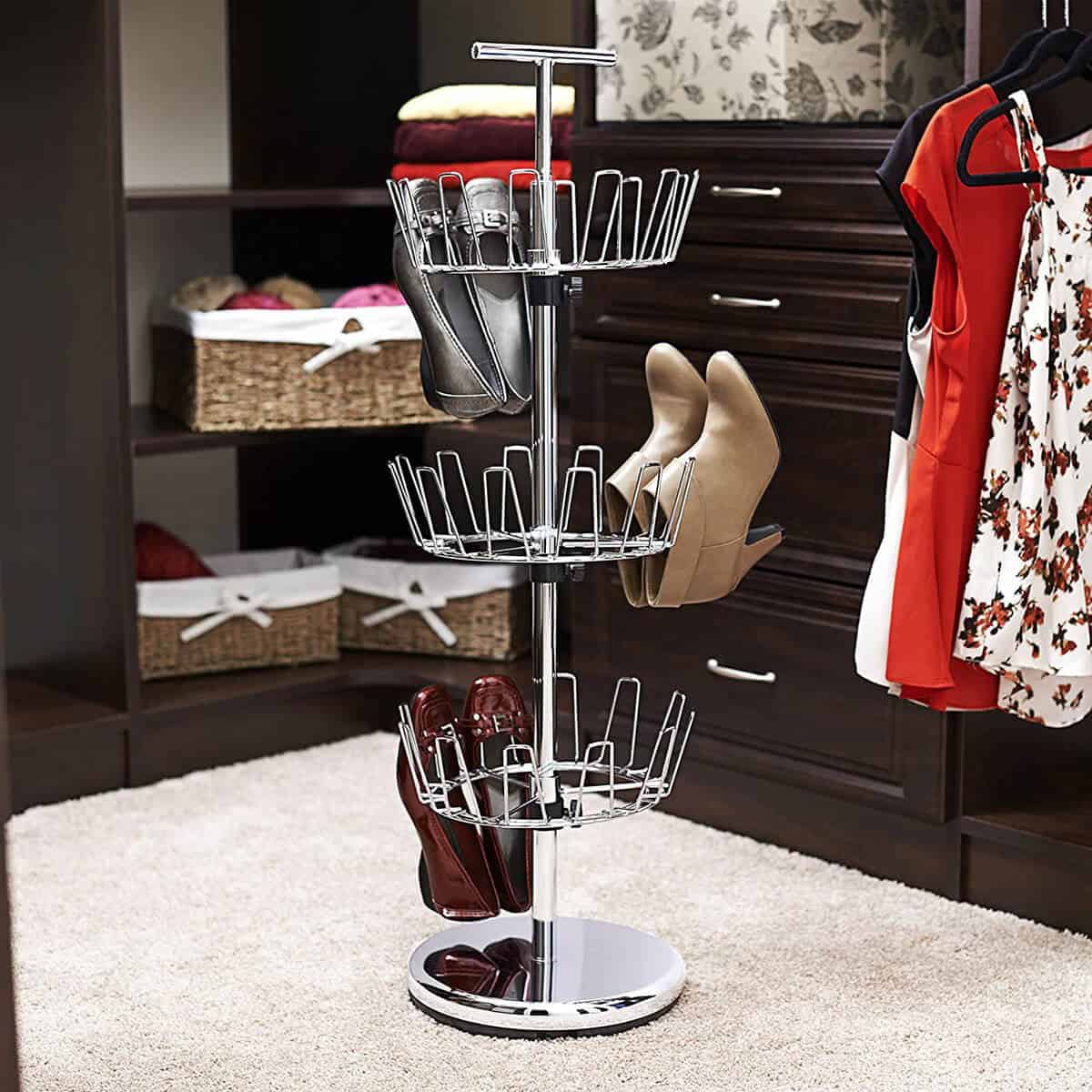 Revolving Rack for Vertical Shoe Storage Solution