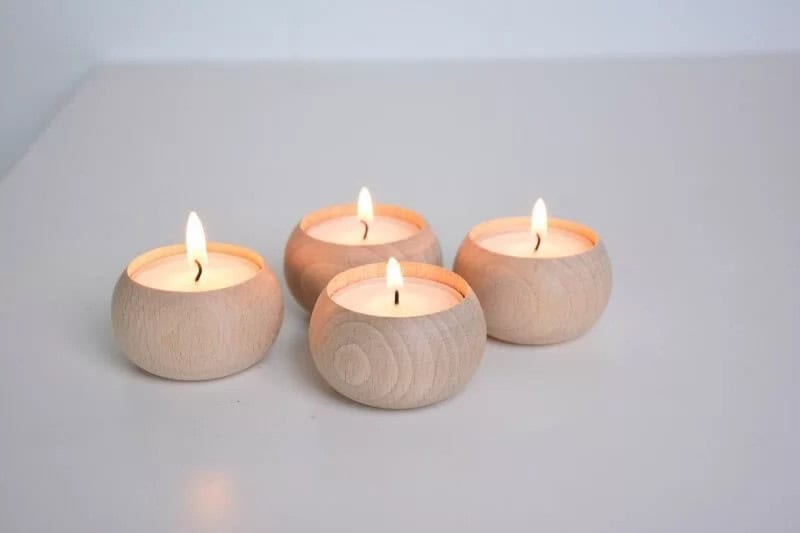 Scandinavian Style Modernist Beech Wood Tea Lights