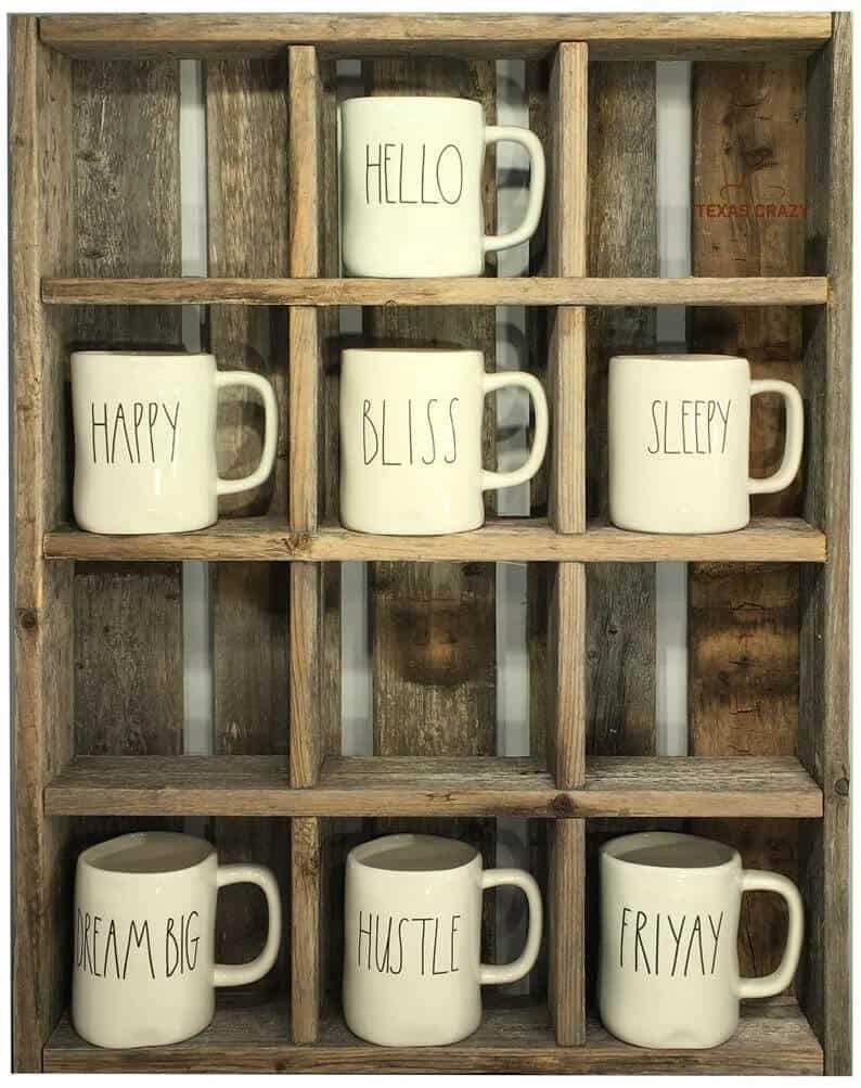 Reclaimed Wood Custom Coffee Mug Cubby System