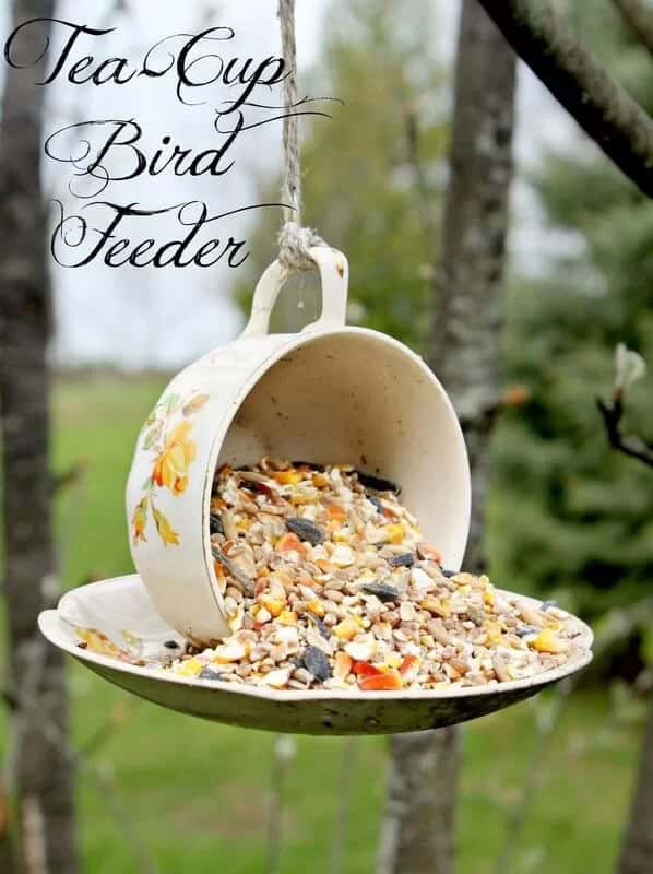 Pastel Blue Upcycled Vintage Bird Feeder