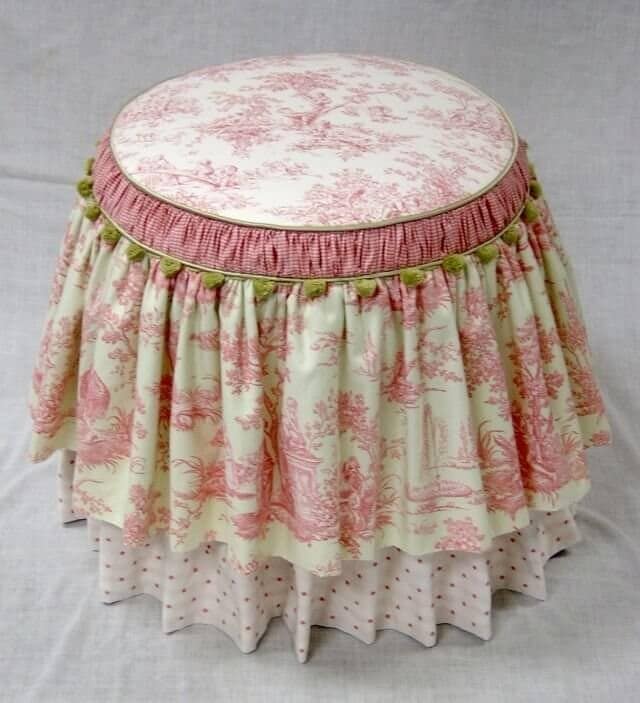 Toile, Polka Dot, and Gingham Dressing Stool