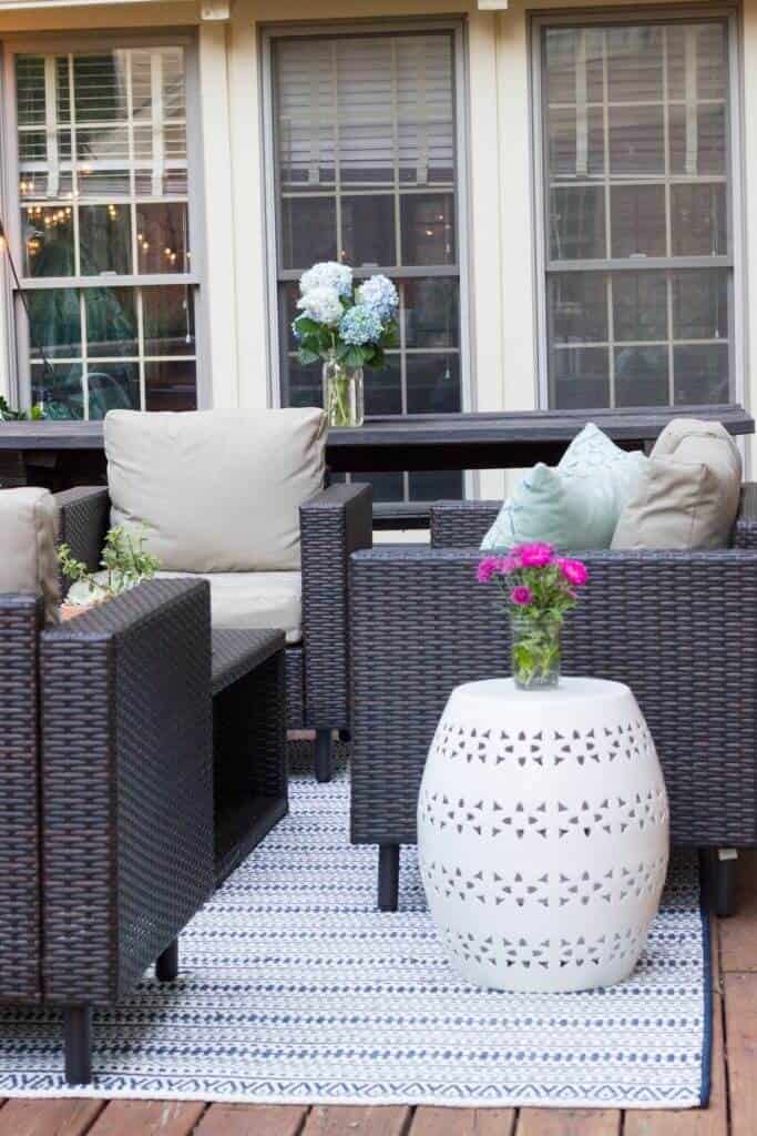 Dark Wicker Furniture Deck Makeover