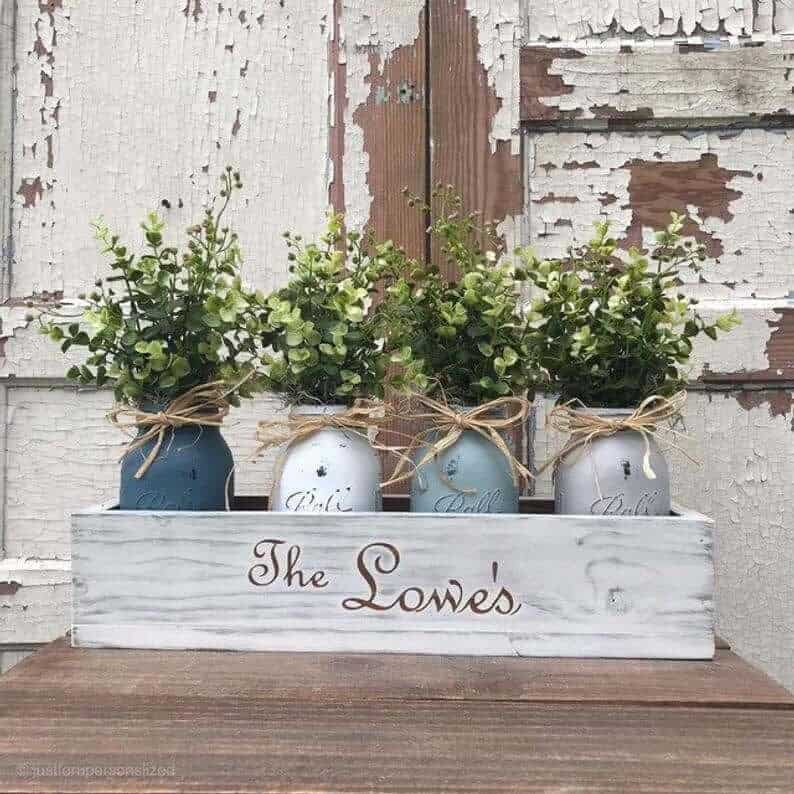 Distressed White Personalized Wooden Flower Box