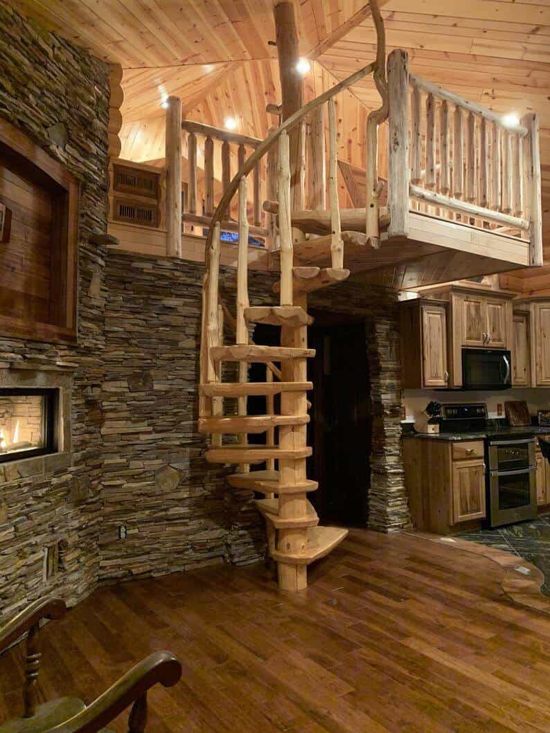 Incredible Custom Made Rustic Pine Staircase