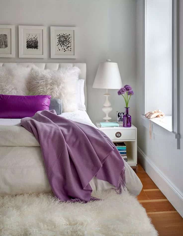 Purple and White Bedroom Design